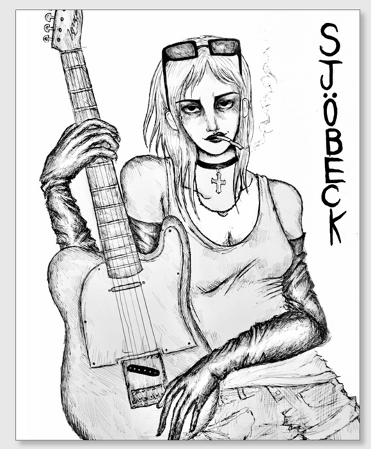 SJÖBECK GUITAR GIRL STICKER